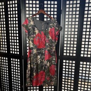 🤍 Banana Republic Mad Men Style Floral Print Lined Midi Dress Size 14 NWT 🤍